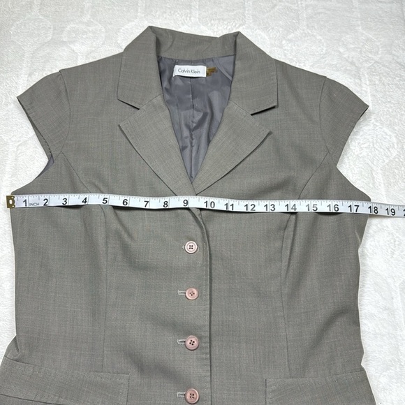 Calvin Klein Womens Gray Taupe A Line Midi Dress Collared Cap Sleeve Size 6 - Picture 5 of 10